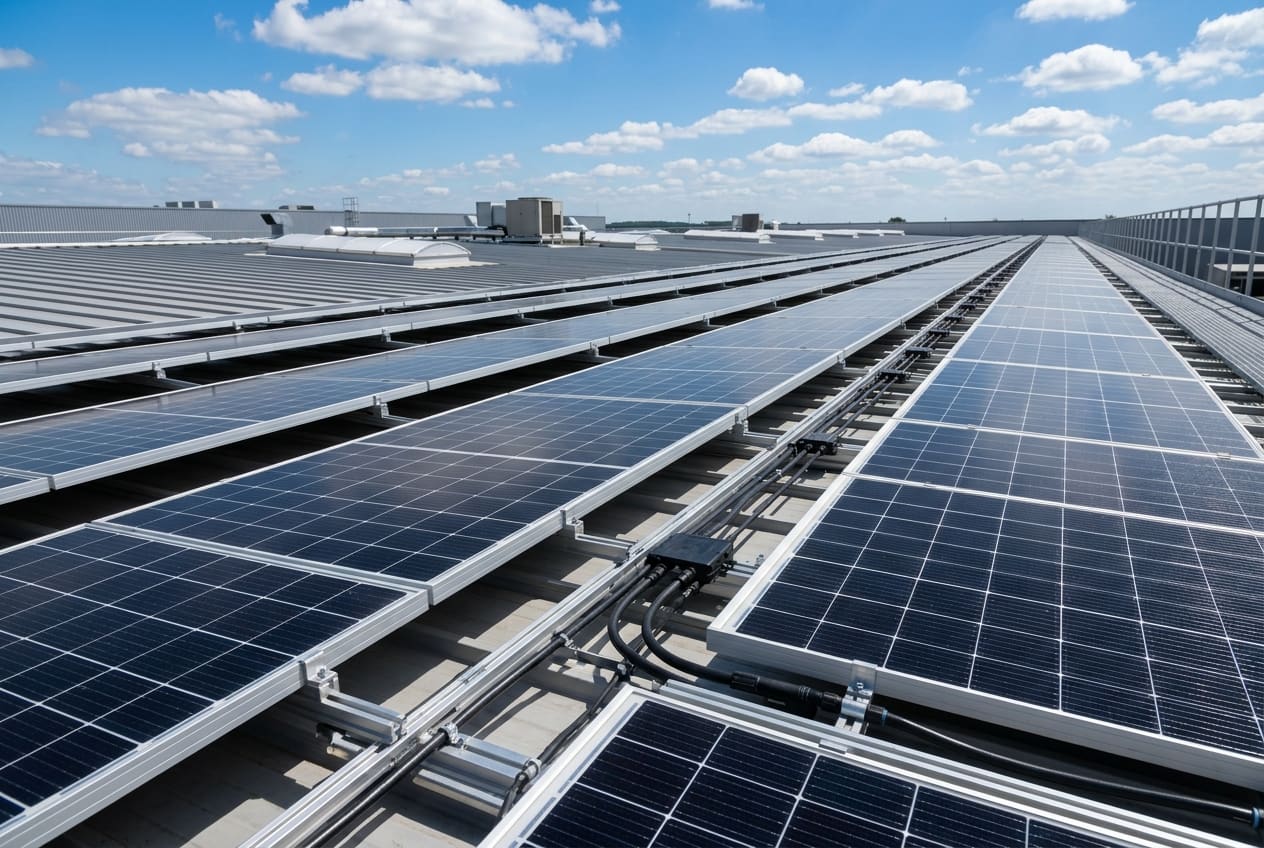 Instalación de paneles solares fotovoltaicos en cubierta industrial en Santander